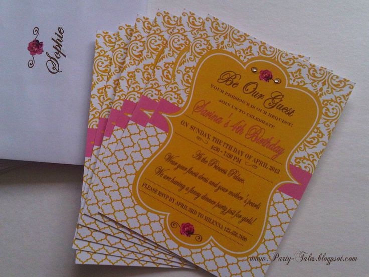 Quinceanera beauty and the beast invitation ideas for 7th birthday Belle, a close up of an invitation on a table